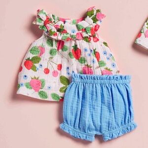 Mud Pie Fruit Stand Berry Patch Pinafore Bloomer Sets 9-12 months